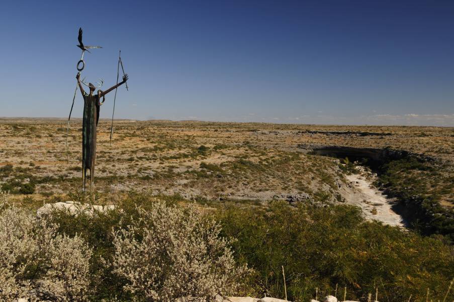 Shaman Sculpture Overlooking Canyon