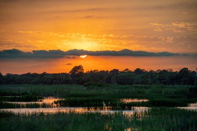 Colorful sunset over the coastal prairie