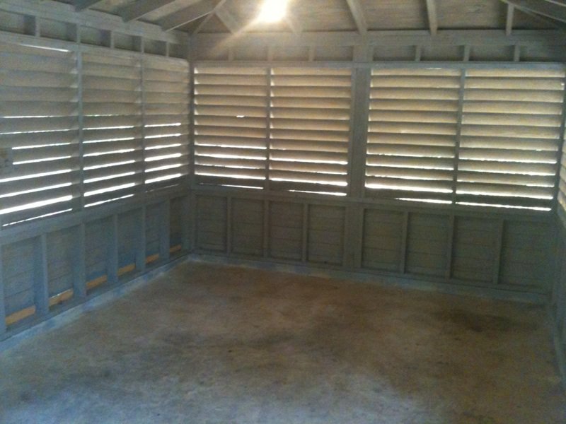 Looking toward the back of the shelter. You have an electric light and one 110-volt outlet.