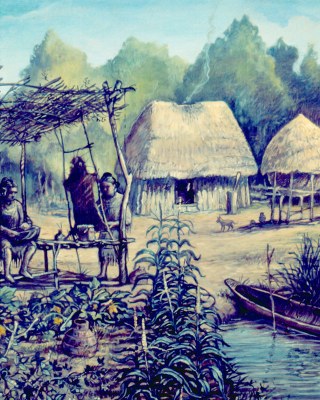 Painting of a Caddo village