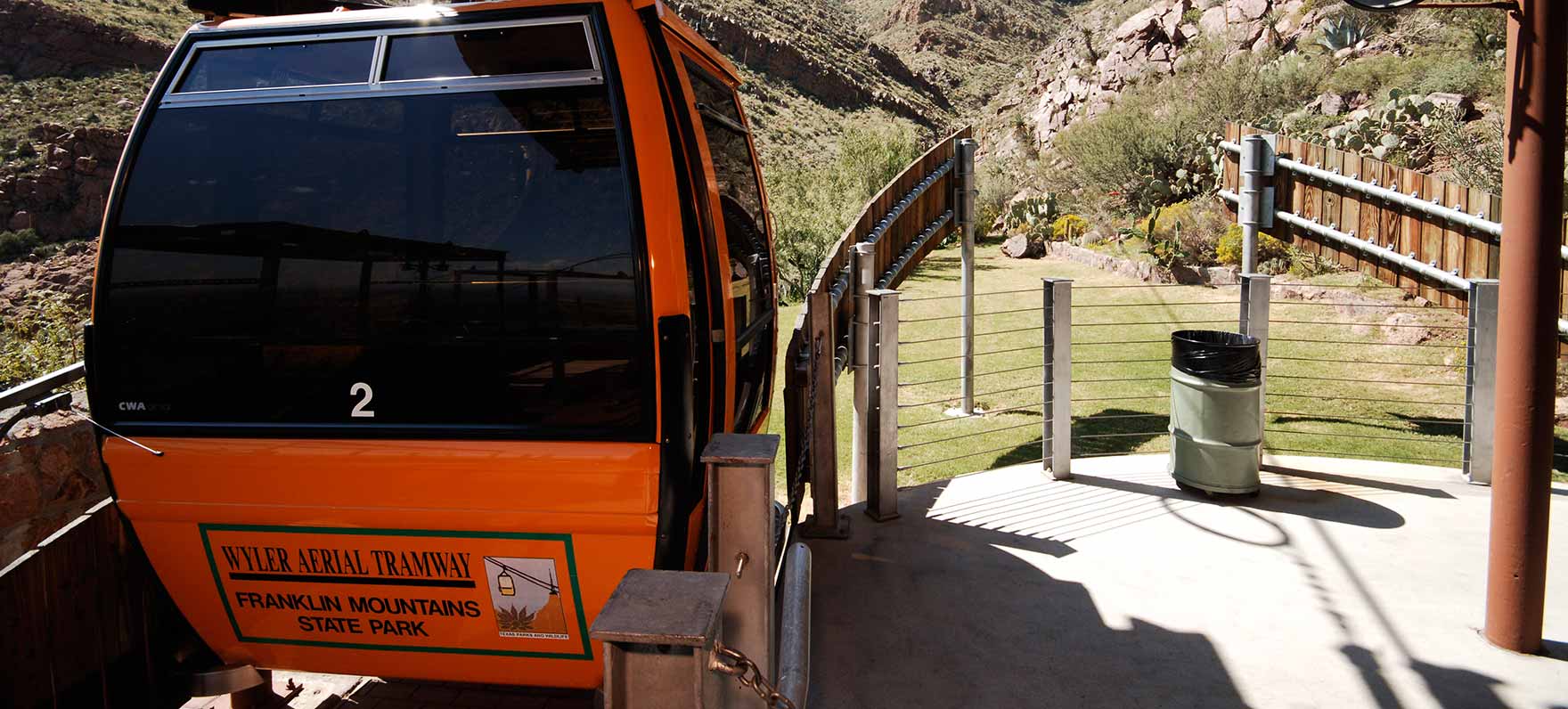 tram car at station in Wyler Aerial Tramway