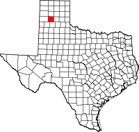Map of Texas highlighting Randall County