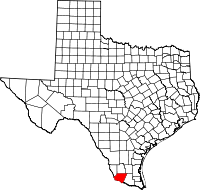 Map of Texas highlighting Starr County