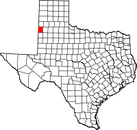 Map of Texas highlighting Bailey COUNTY