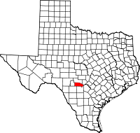 Map of Texas highlighting Bandera COUNTY