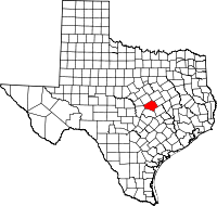 Map of Texas highlighting Bell COUNTY