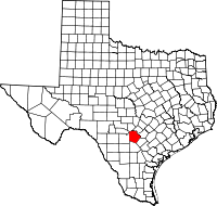 Map of Texas highlighting Bexar COUNTY