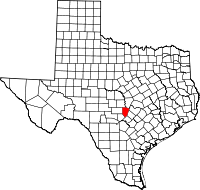 Map of Texas highlighting Blanco COUNTY