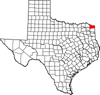 Map of Texas highlighting Bowie COUNTY