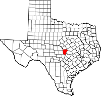 Map of Texas highlighting Burnet COUNTY