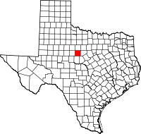 Map of Texas highlighting Callahan COUNTY