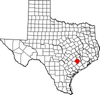 Map of Texas highlighting Colorado COUNTY