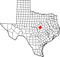 Map of Texas highlighting Coryell COUNTY