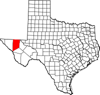 Map of Texas highlighting Culberson COUNTY