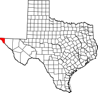 Map of Texas highlighting El Paso COUNTY