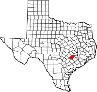 Map of Texas highlighting Fayette COUNTY