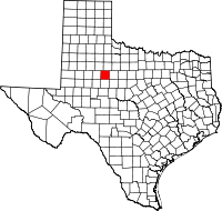 Map of Texas highlighting Fisher COUNTY