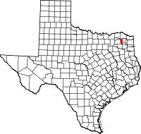 Map of Texas highlighting Franklin COUNTY