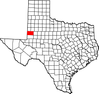 Map of Texas highlighting Gaines COUNTY
