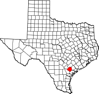 Map of Texas highlighting Goliad COUNTY