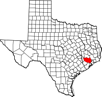 Map of Texas highlighting Harris COUNTY