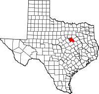 Map of Texas highlighting Hill COUNTY
