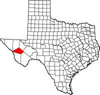 Map of Texas highlighting Jeff Davis COUNTY