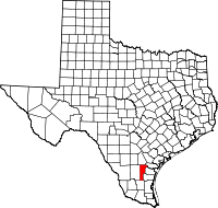 Map of Texas highlighting Jim Wells COUNTY