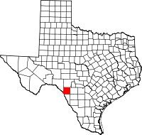 Map of Texas highlighting Kinney COUNTY