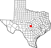 Map of Texas highlighting Llano COUNTY