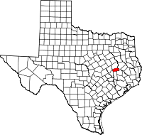 Map of Texas highlighting Madison COUNTY