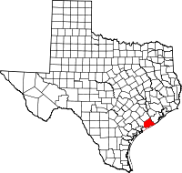Map of Texas highlighting Matagorda COUNTY