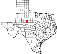 Map of Texas highlighting Nolan COUNTY