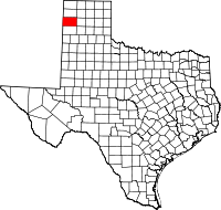 Map of Texas highlighting Oldham COUNTY