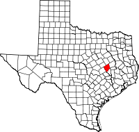 Map of Texas highlighting Robertson COUNTY