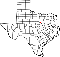 Map of Texas highlighting Somervell COUNTY