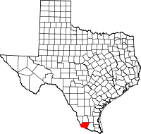 Map of Texas highlighting Starr COUNTY