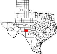 Map of Texas highlighting Sutton COUNTY