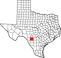 Map of Texas highlighting Uvalde COUNTY