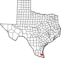 Map of Texas highlighting Willacy COUNTY